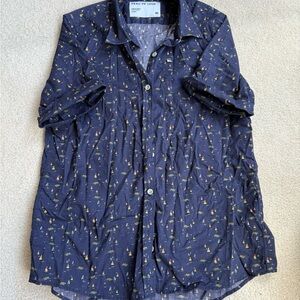 Peau De Loup Dark Blue Shirt with Sailboat Pattern